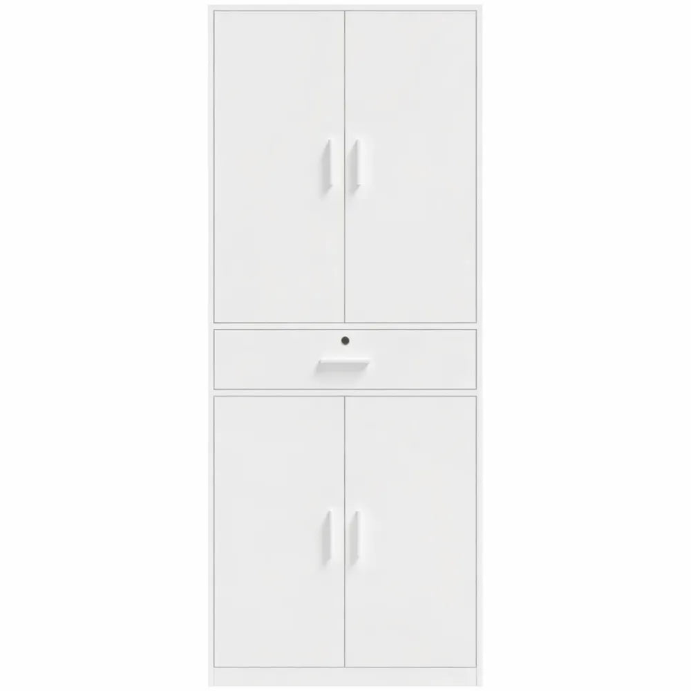 Armoire de Rangement Verticale, Multifonctionnelle, Blanc, 3 Étagères et 1 Tiroir