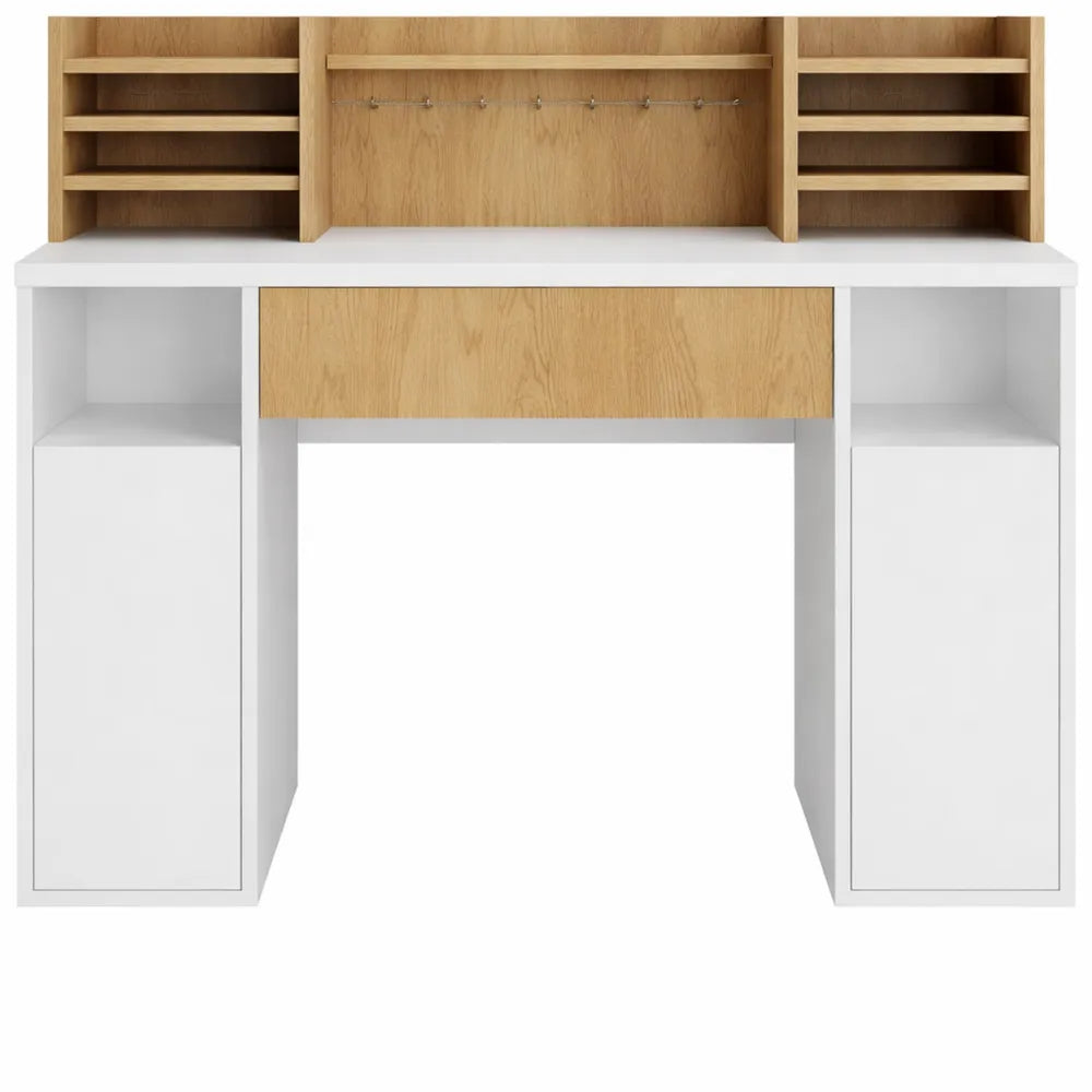 Bureau blanc avec étagères intégrées 126.8x50cm