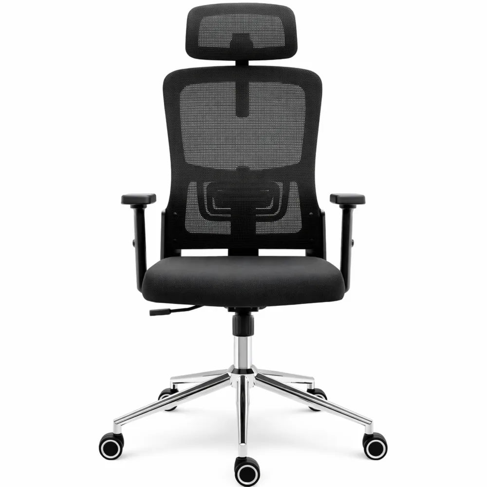 Chaise de Bureau Ergonomique avec Soutien Lombaire, Charge Maximale 150kg, Noir