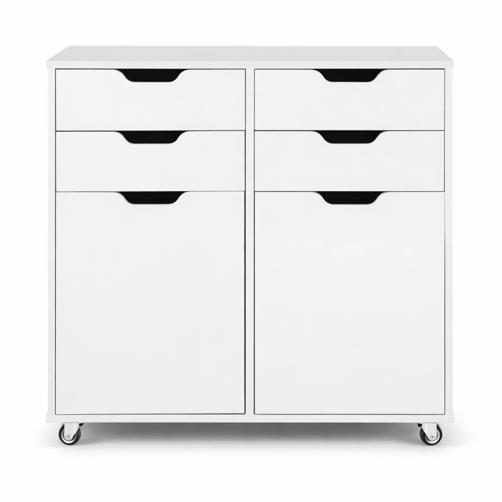 Meuble de rangement mobile avec tiroirs et portes