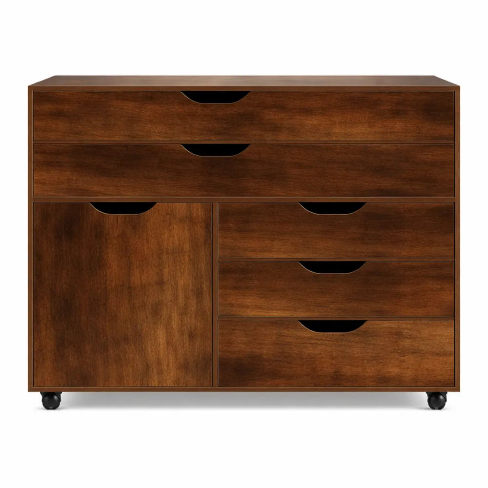 Meuble de Rangement Mobile avec Tiroirs et Porte
