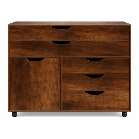 Meuble de Rangement Mobile avec Tiroirs et Porte