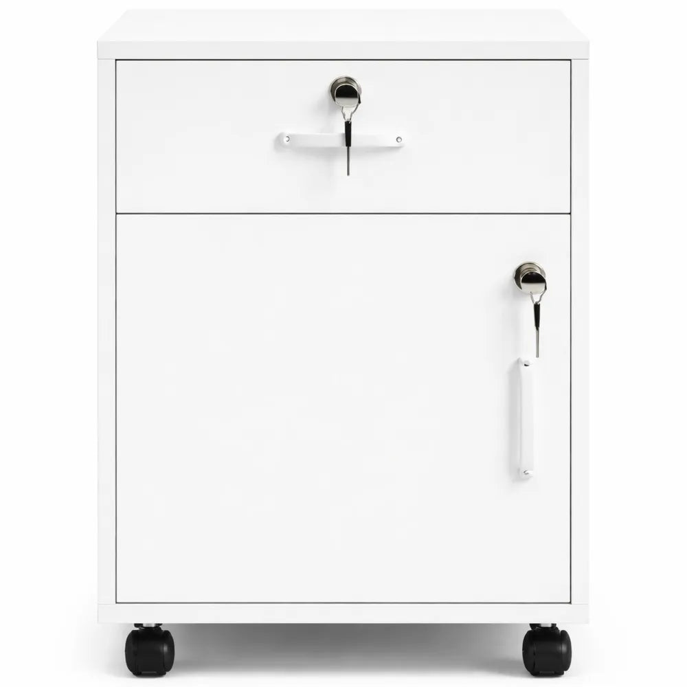 Meuble de rangement à roulettes avec serrure pour bureau