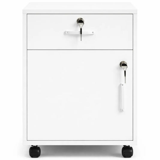 Meuble de rangement à roulettes avec serrure pour bureau