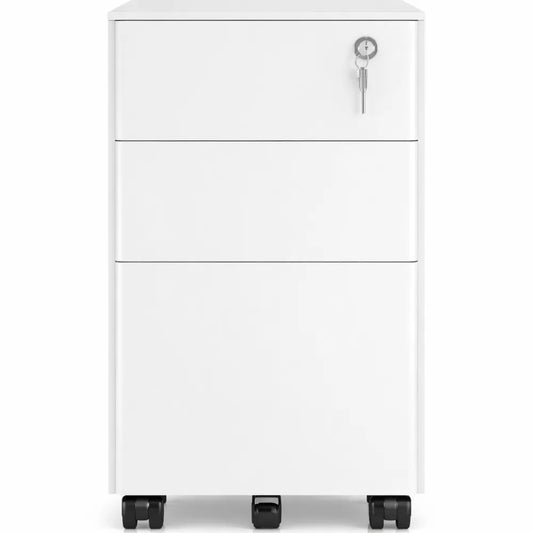 Armoire de rangement verrouillable à 3 tiroirs sur roulettes pour dossiers A4
