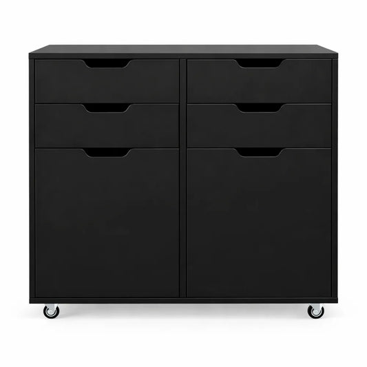Meuble de Rangement Bureau avec Tiroirs et Portes, Roulettes Mobiles, Dimensions 73 x 40 x 64,5 cm