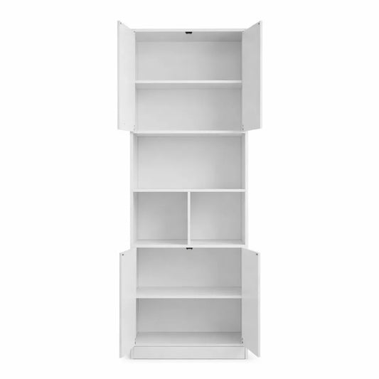 Armoire de rangement blanche avec étagères et portes