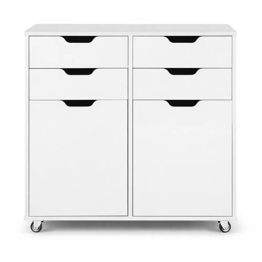 Meuble de rangement mobile avec tiroirs et portes