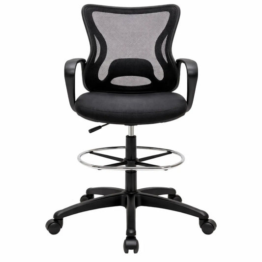 Chaise de bureau ergonomique réglable en hauteur pivotante 360° en maille respirante noire