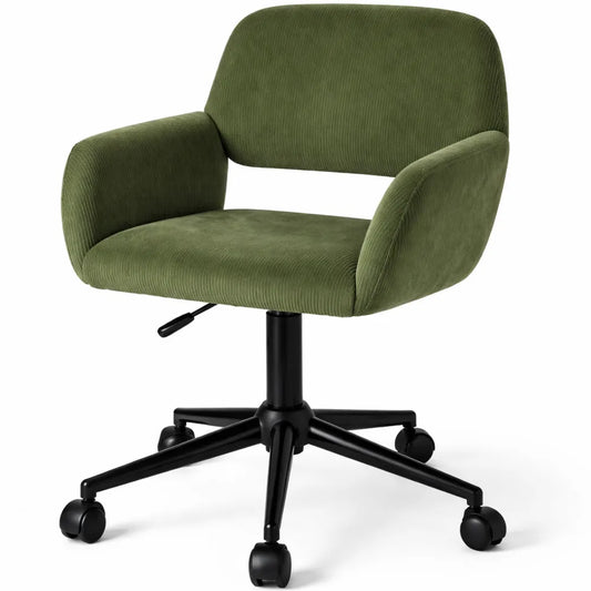 Fauteuil de Bureau Ergonomique Pivotant en Velours Côtelé Réglable