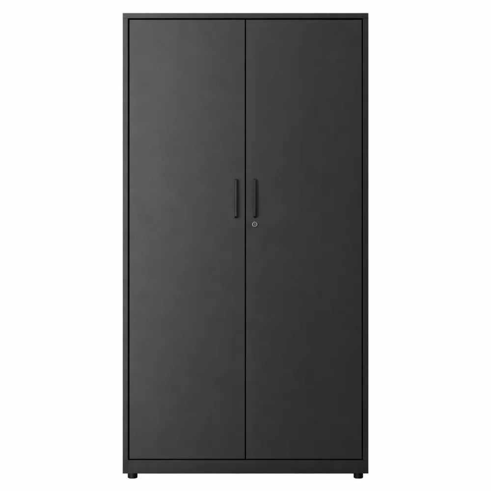 Armoire de rangement métallique verrouillable, 5 étagères réglables pour garage et bureau, noir