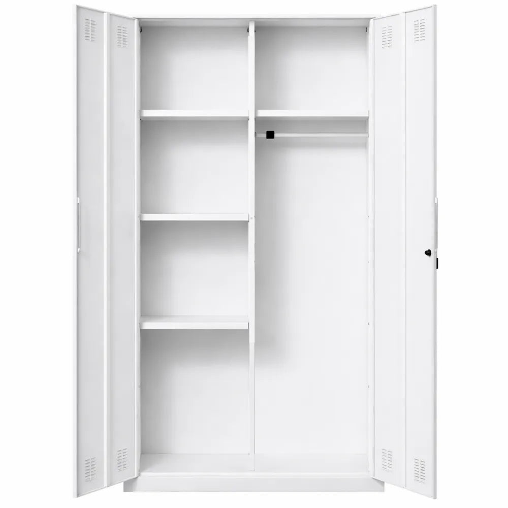 Armoire de rangement en métal à 2 portes verrouillables avec étagères et tringle
