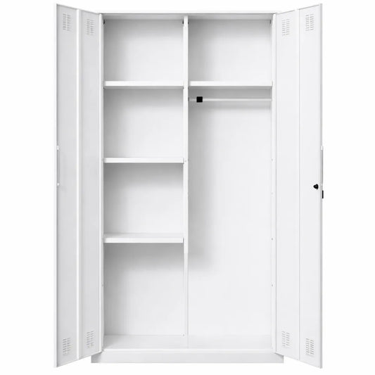 Armoire de rangement en métal à 2 portes verrouillables avec étagères et tringle