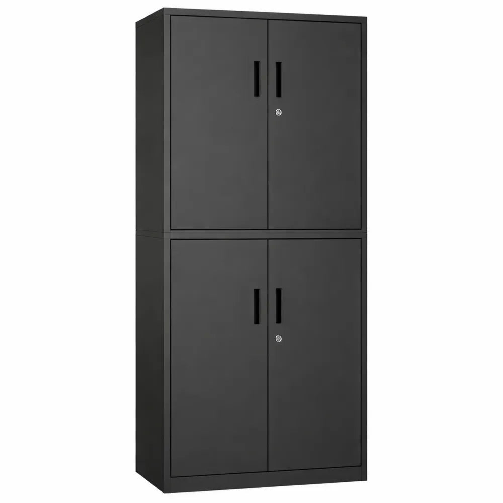 Armoire de rangement en métal noir mat avec étagères réglables et serrures, 40 x 60 x 180 cm